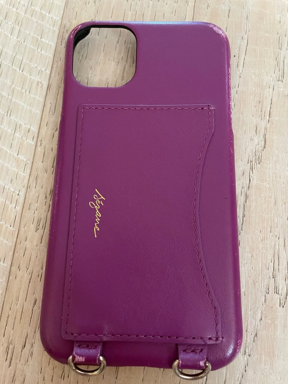 Sezane  Leather Cell Case. Magenta